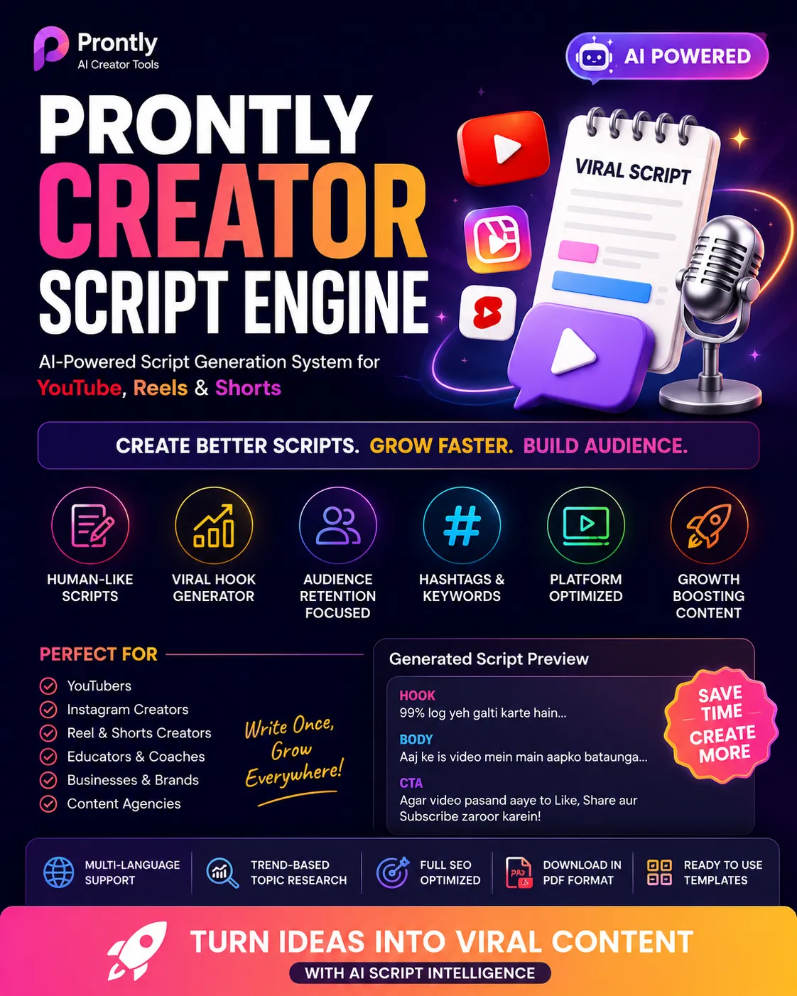 AI-Powered Viral Video, Reel & Shorts Script Generation System