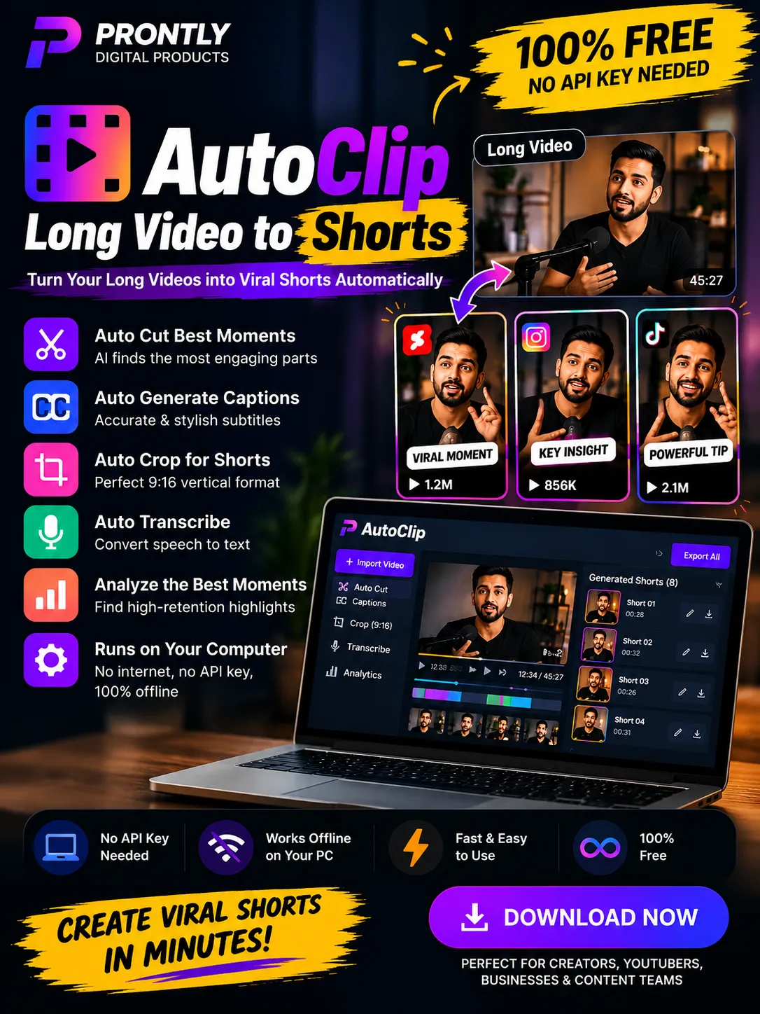 AutoClip – Long Video to Shorts Generator