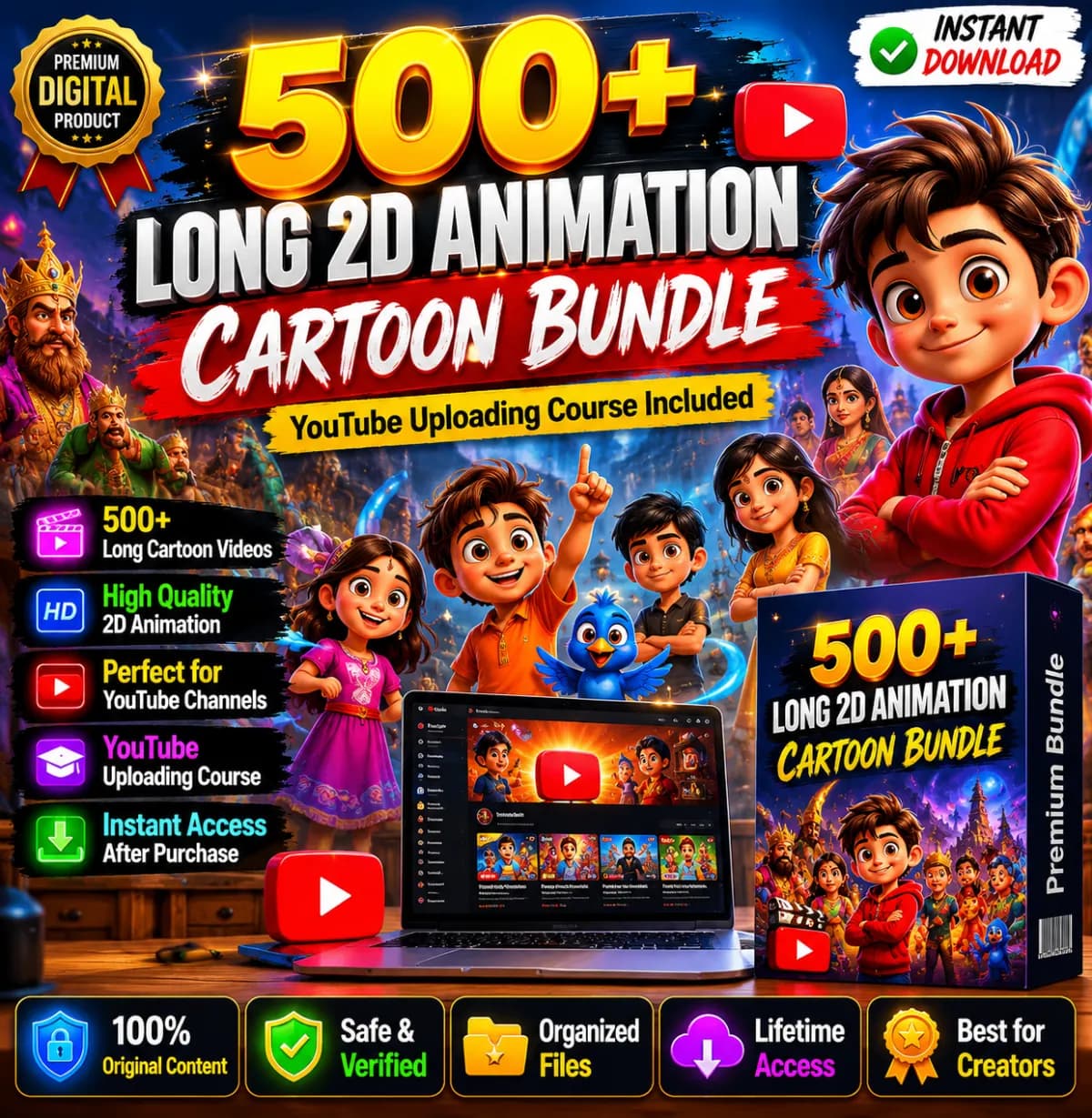 Ready-to-Publish 2D Cartoon Videos for Daily Uploads
